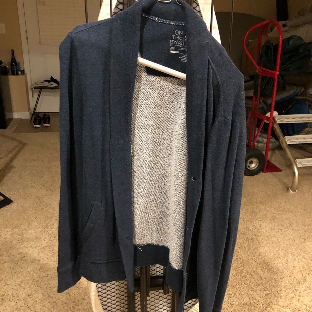 blue cardigan